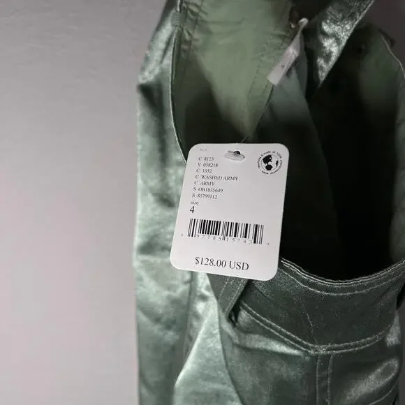 Free people light green satin cropped pant size 2 4 - Picture 6 of 12